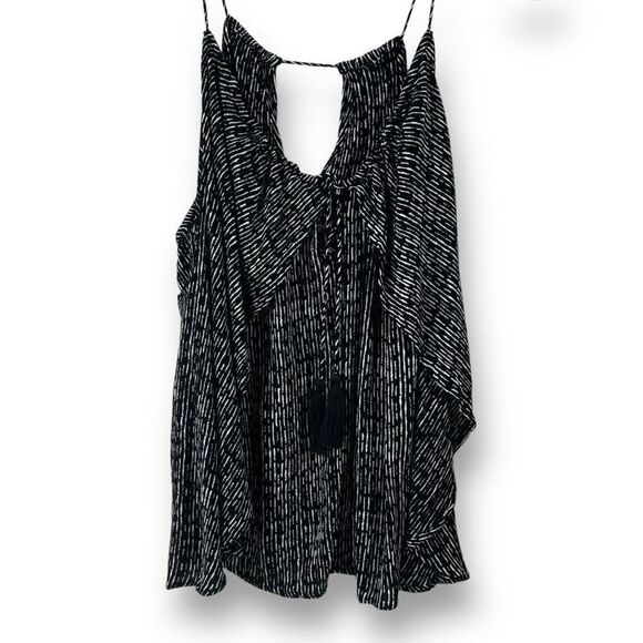 O'Neill Women's Size M Draped Layered Wrap Tank Black White Stripe Print - Picture 1 of 8